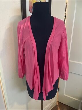 LOFT Hot Pink Open-Front Lightweight Cardigan